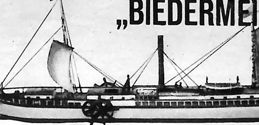 Rycina przedstawiająca parowiec Clermont Roberta Fultona na rzece Hudson