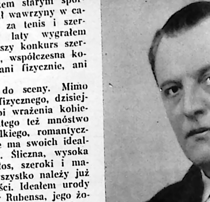 Portret pisarza w garniturze, zdjęcie prasowe z 1935 roku.
