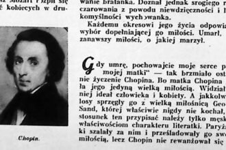 Zestaw dawnych portretów kompozytorów: Mozarta, Chopina, Beethovena i Schumanna.