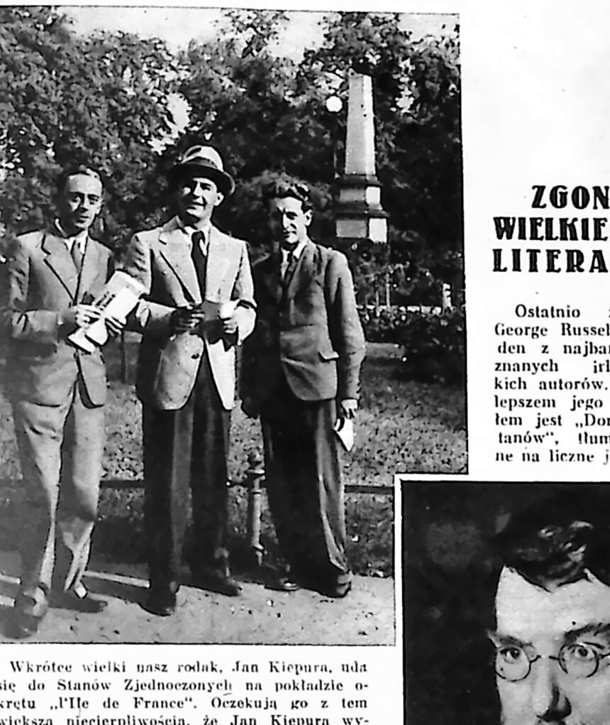 Jan Kiepura w rozmowie z dziennikarzami na krakowskich Plantach, 1935