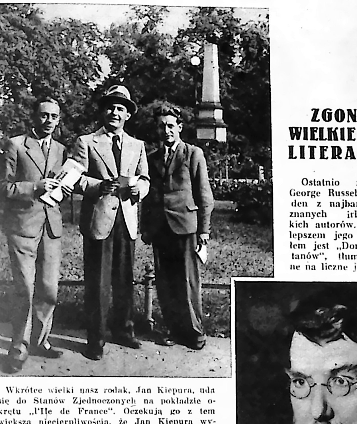 Jan Kiepura w rozmowie z dziennikarzami na krakowskich Plantach, 1935
