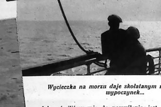 Żaglówka na morzu podczas week-endowej wycieczki, lata 30.