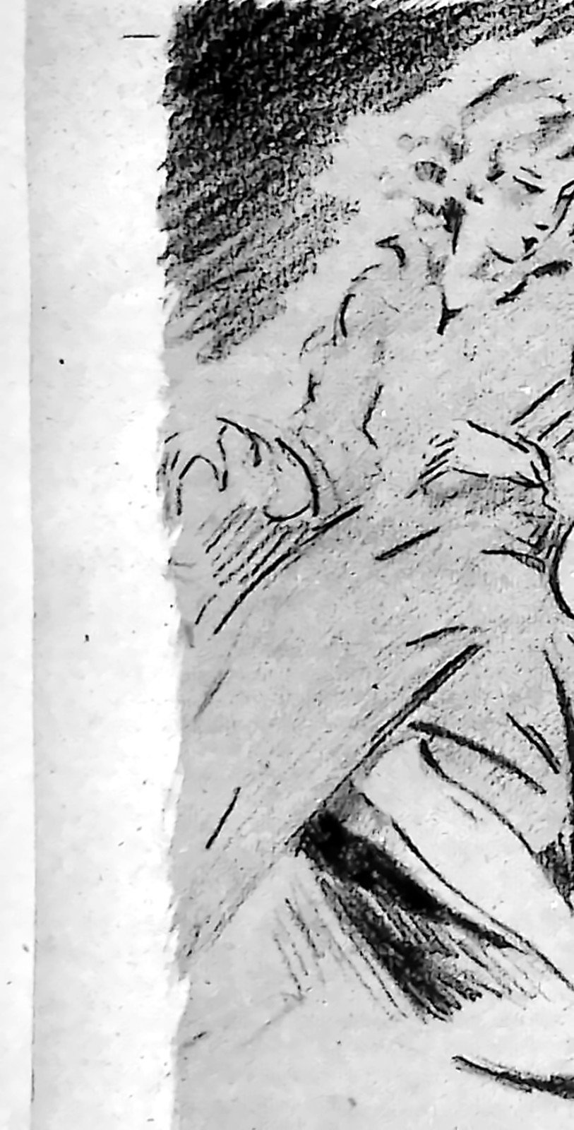 Rysunkowa ilustracja do noweli: kobieta i mężczyzna w pokoju sanatorium