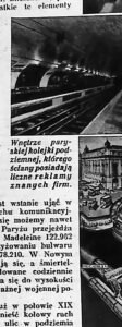 Peron paryskiego metra z reklamami na ścianach, lata 30.