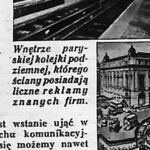 Peron paryskiego metra z reklamami na ścianach, lata 30.