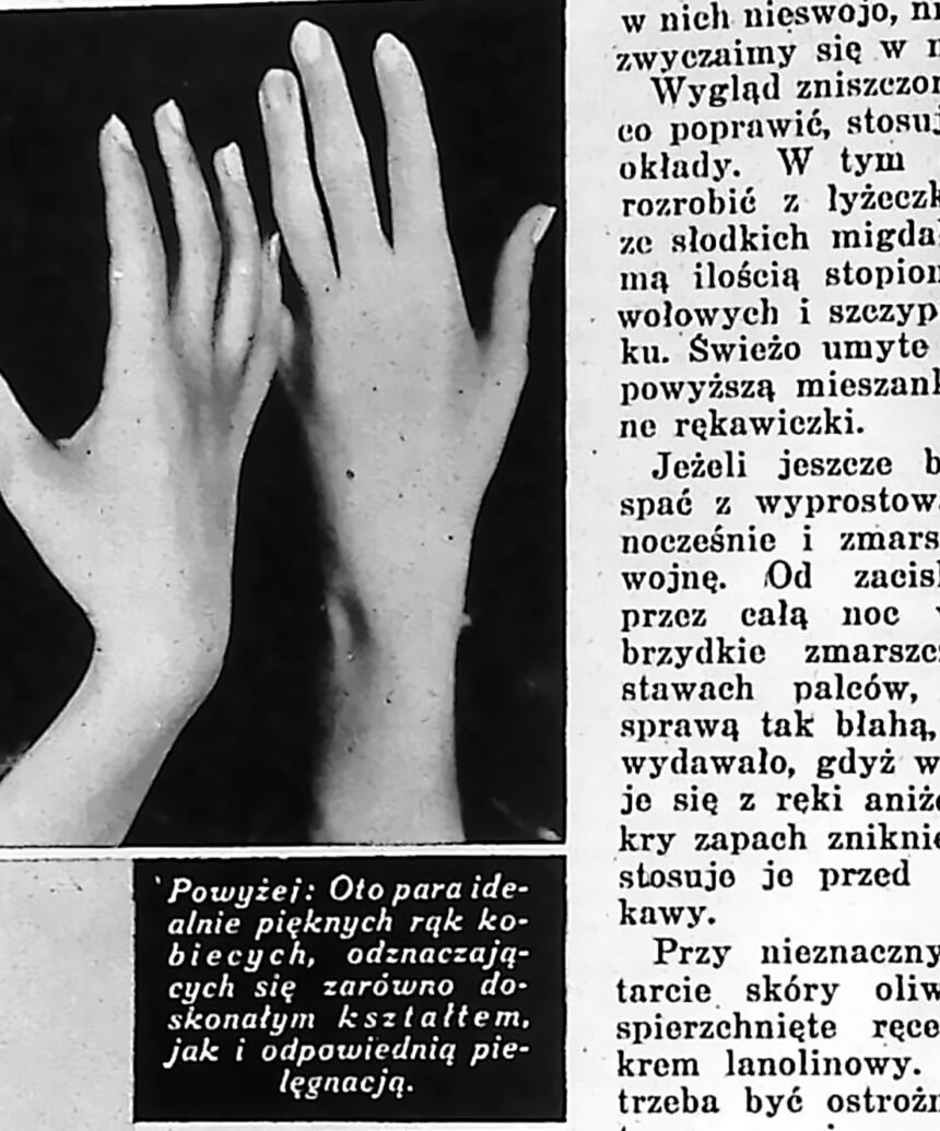 Zabieg manicure przy pomocy elektrycznej maszynki, lata 30.