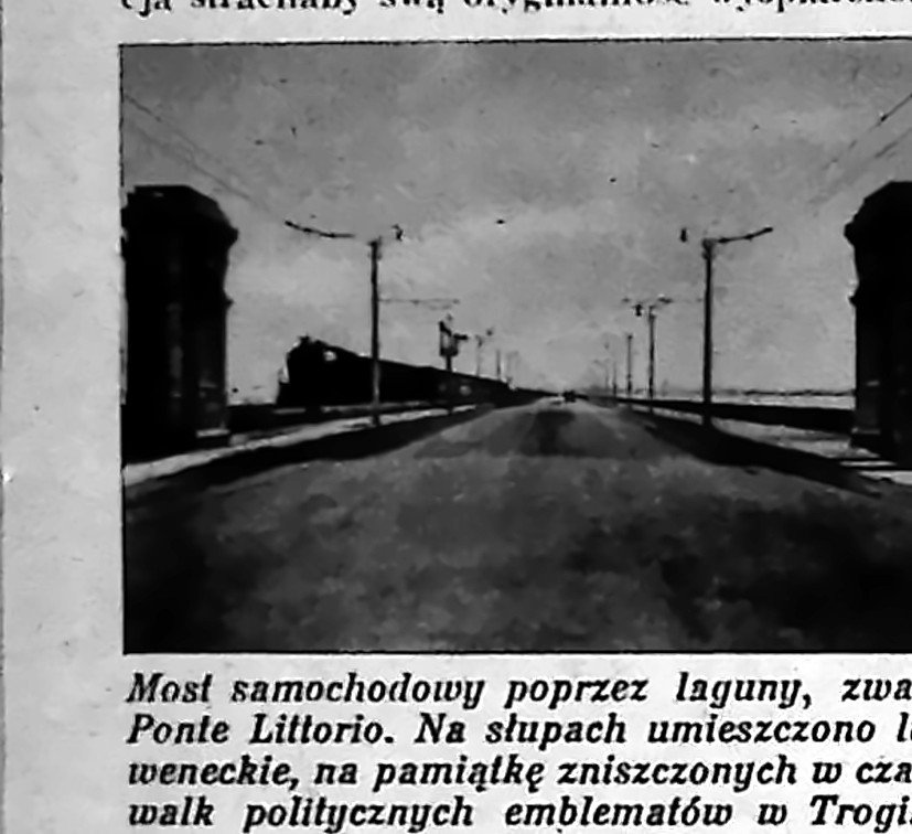 Most drogowy Ponte Littorio prowadzący przez lagunę do Wenecji